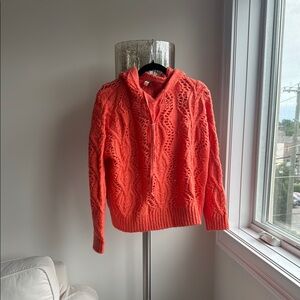 Pilcro Orange Cable Knit Sweater Mock Neck